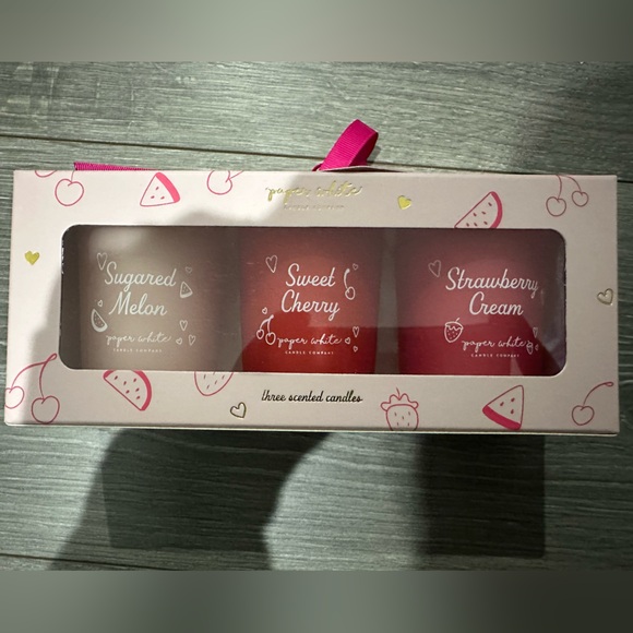 paper white candle company Other - 3 pack candle set Sugared Melon, Sweet Cherry, Strawberry Cream Scent